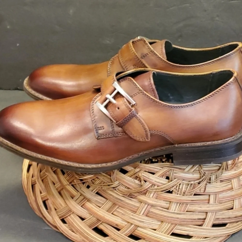 JOSEPH ABBOUD LEATHER SHOES Monk Strap BUCKLE Size 8.5 New